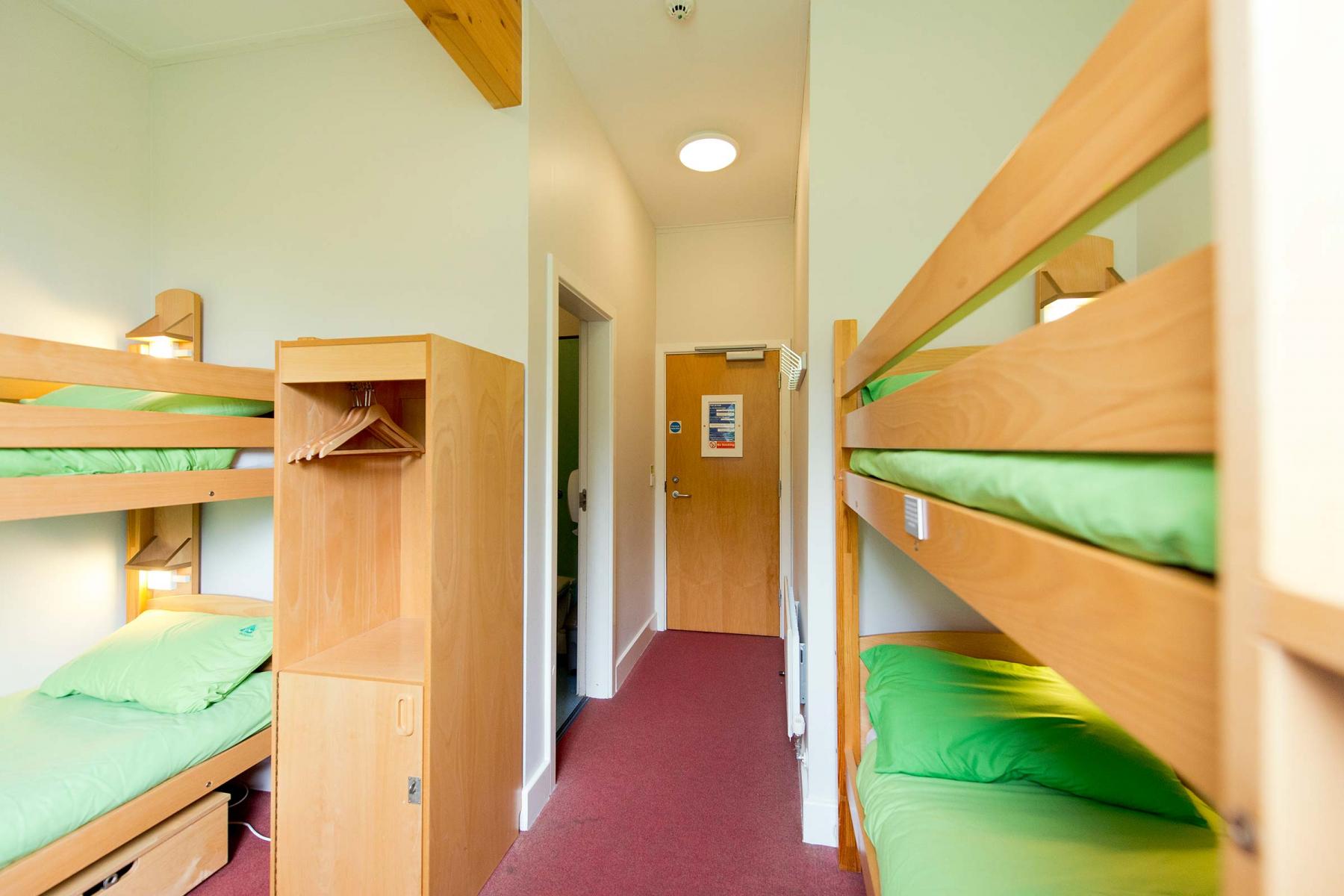 A look at a room at the YHA in the National Forest.
